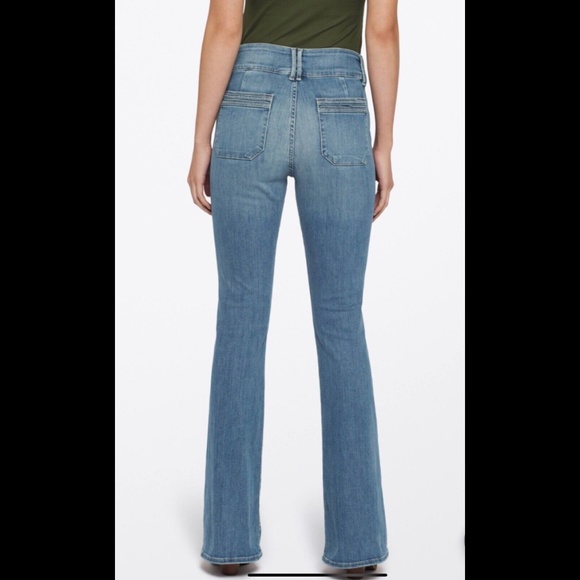 Frame The Double Detail High Rise Flare Denim Jeans Color Merced Size 32 - NWT - Picture 2 of 16